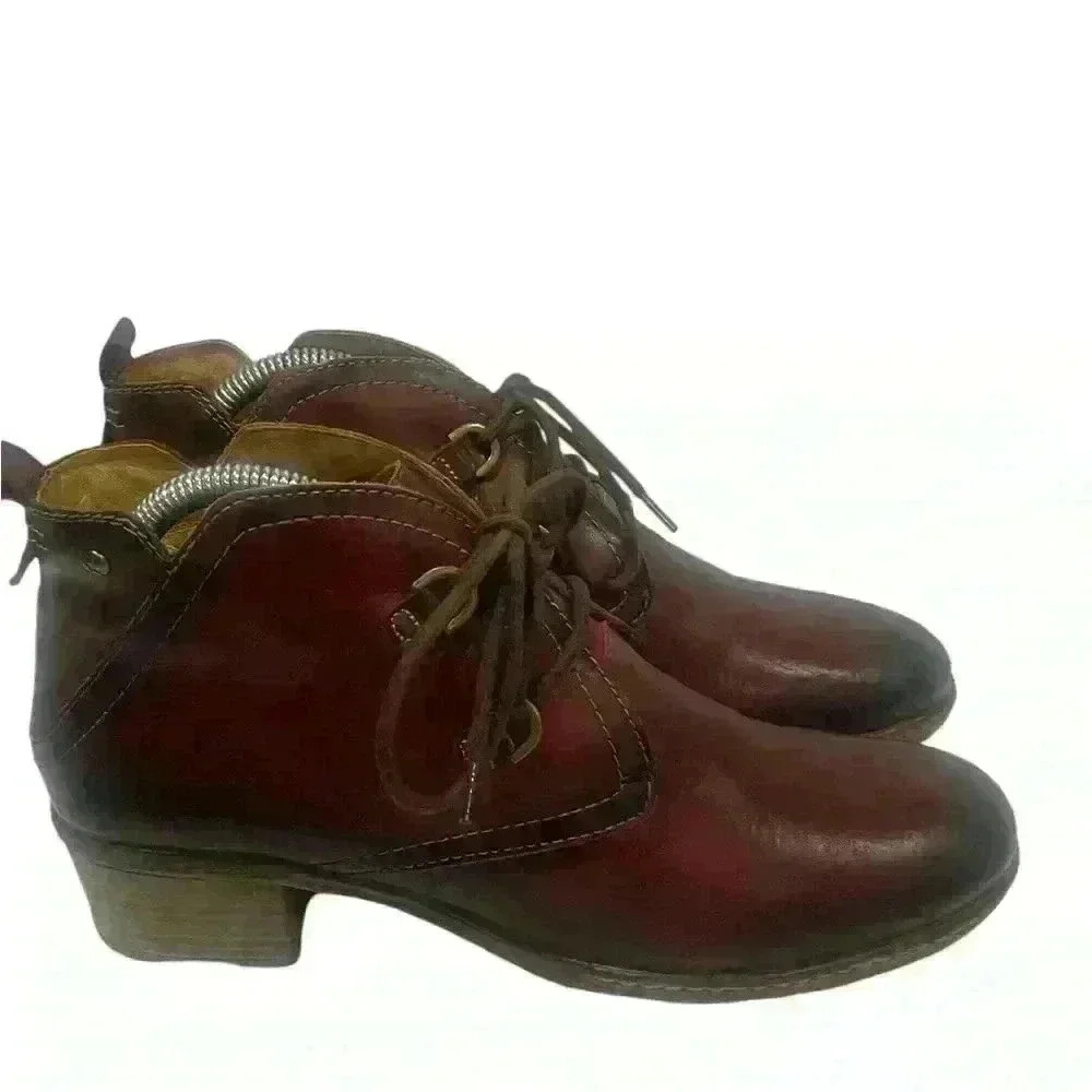 Pikolinos Zaragoza Women's Red Mahogany Ankle Boots Lace Up  Size 39/ 8.5-9 - Picture 5 of 12